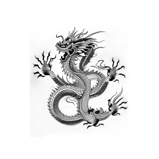 Chinese dragon shadow tattoo design idea