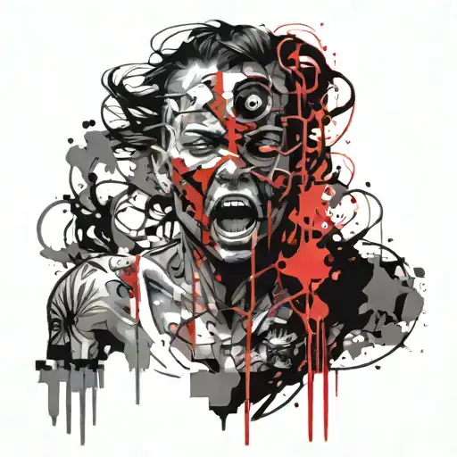 Hypocrite face tattoo design idea