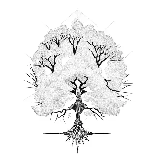 A powerful tree with its roots spreading out to form the word 'Palestine' tattoo design idea