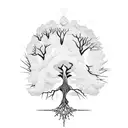 A powerful tree with its roots spreading out to form the word 'Palestine' tattoo design idea