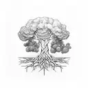 A powerful tree with its roots spreading out to form the word 'Palestine' tattoo design idea