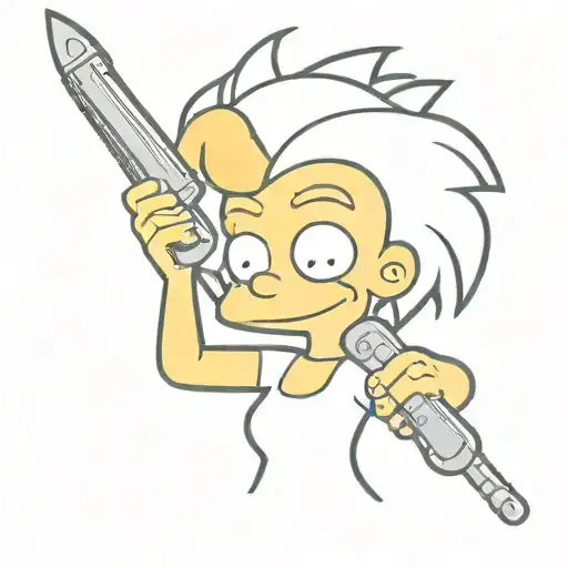 lisa simpson from the simpson family series with a razor bigger than herself in her hands making 3 cuts on the skin from tattoo design idea