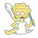 lisa simpson from the simpson family series with a razor bigger than herself in her hands making 3 cuts on the skin from tattoo design idea