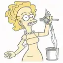 lisa simpson from the simpson family series with a razor bigger than herself in her hands making 3 cuts on the skin from tattoo design idea