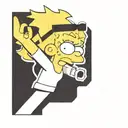lisa simpson from the simpson family series with a tool bigger than herself in her hands, making 3 cuts on her skin and  tattoo design idea