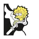 lisa simpson from the simpson family series with a tool bigger than herself in her hands, making 3 cuts on her skin and  tattoo design idea