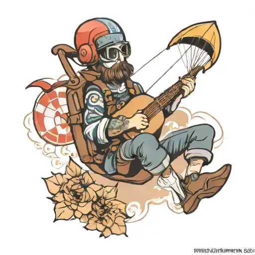 paraglider ukulele weapon  handball tattoo design idea