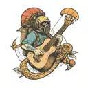 paraglider ukulele weapon  handball tattoo design idea