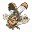 paraglider ukulele weapon  handball tattoo design idea