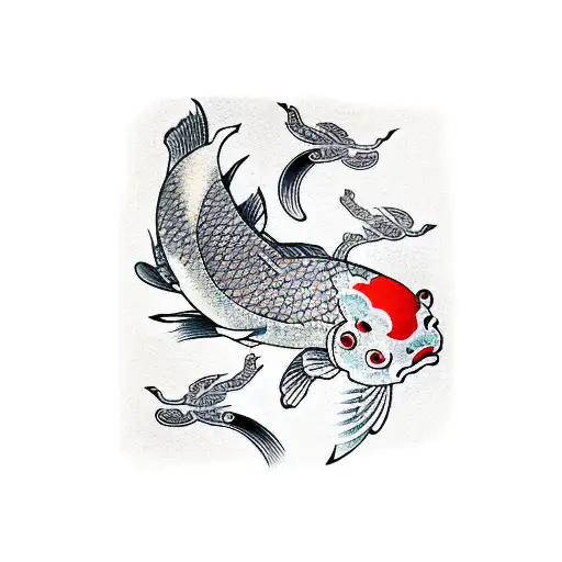 japanese kanji with koi fish tattoo design idea