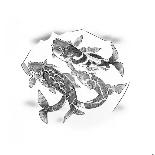 japanese kanji with koi fish tattoo design idea
