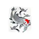 japanese kanji with koi fish tattoo design idea