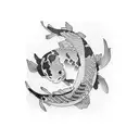 japanese kanji with koi fish tattoo design idea