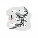 japanese kanji with koi fish tattoo design idea