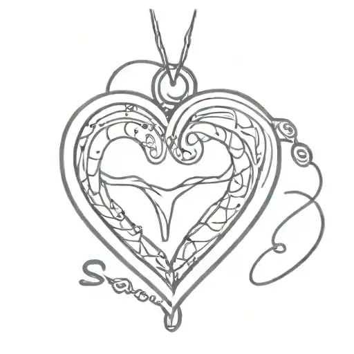S and R in an open heart locket  tattoo design idea