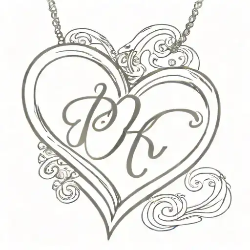 cursive letters R S in an open heart shaped locket tattoo design idea