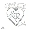 coquette open heart locket with letters R S inside tattoo design idea