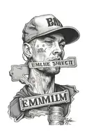 the rapper Eminem with 8 mile rd street sign with a quote  tattoo design idea