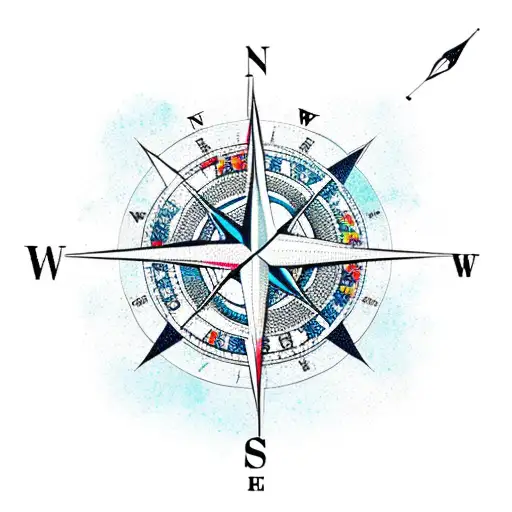 Compass with Carnation & Snowdrop tattoo design idea