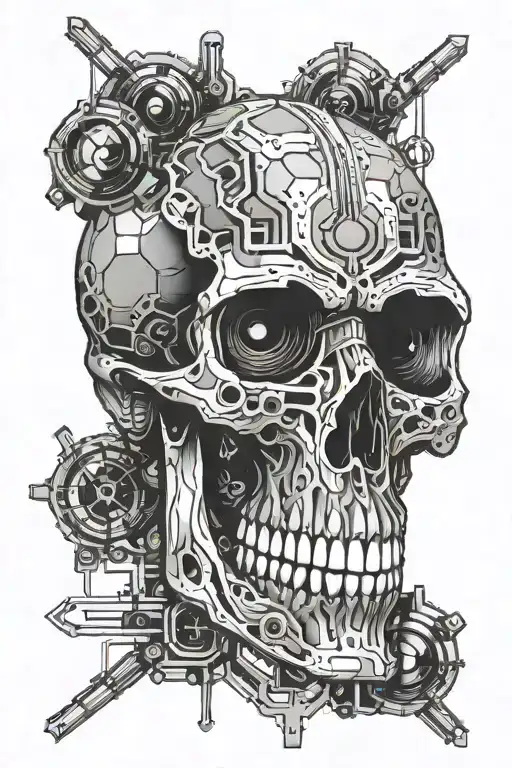cyberpunk skull tattoo design idea