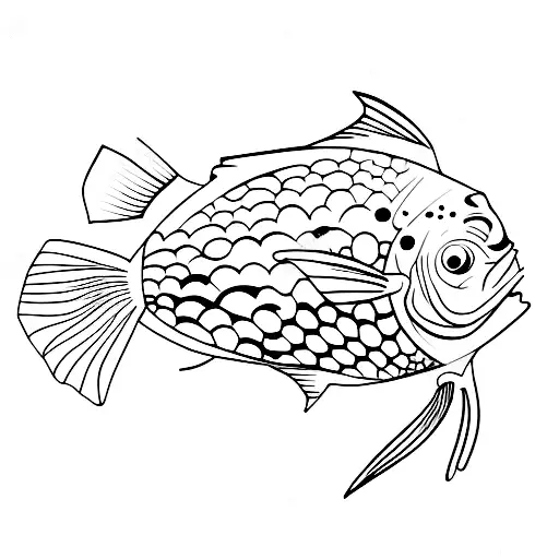 fish dancing to jazz music tattoo design idea