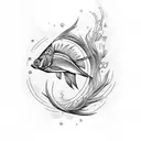 fish flame tattoo design idea