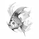 fish flame tattoo design idea