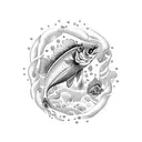 fish flame tattoo design idea