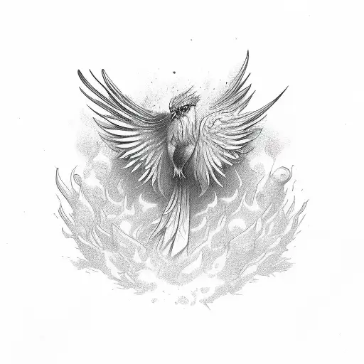 a phoenix bird with two heads simplist tattoo design idea