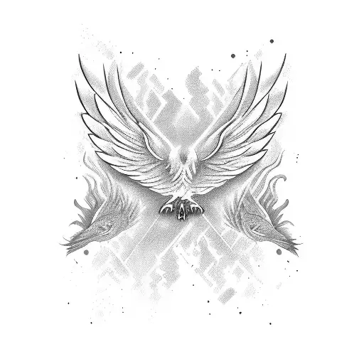 a phoenix bird with two heads simplist tattoo design idea