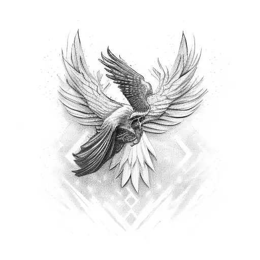 a phoenix bird with two heads simplist tattoo design idea