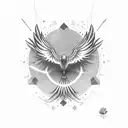 a phoenix bird with two heads simplist tattoo design idea