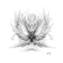 a phoenix bird with two heads simplist tattoo design idea