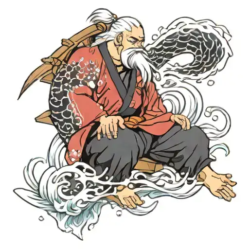 jiraiya died under water scene tattoo design idea