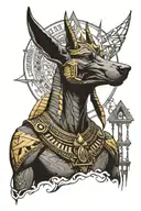 Anubis over pyramids tattoo design idea
