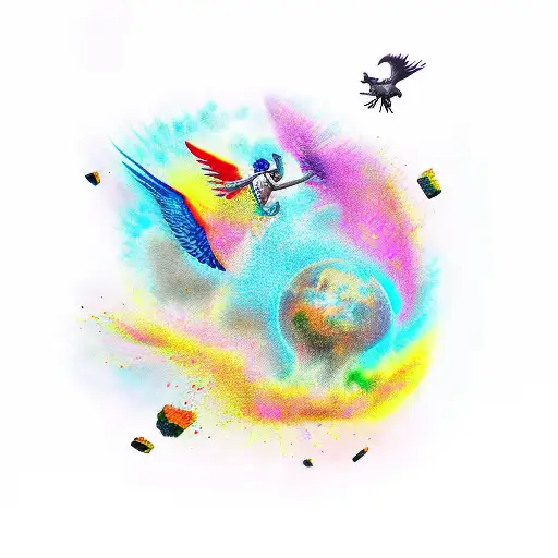 icarus falling tattoo design idea