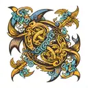 Pisces & Libra symbol intertwined tattoo design idea