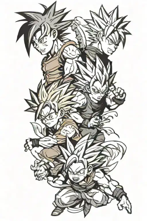 Goku and vegeta and Naruto and kakashi tattoo design idea
