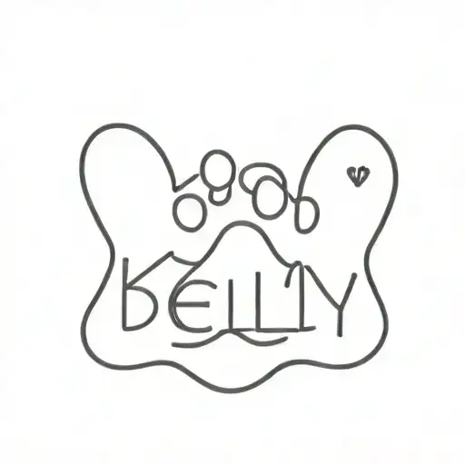 dog paw print and name Kelly  tattoo design idea
