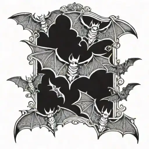 bats pattern tattoo design idea