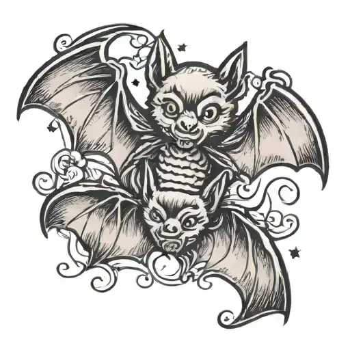 cute bats tattoo design idea