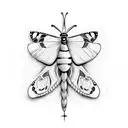 A monarch butterfly with holes in it to represent multiple sclerosis tattoo design idea