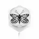 A monarch butterfly with holes in it to represent multiple sclerosis tattoo design idea