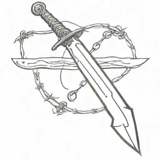 claymore sword with barbed wire tattoo design idea