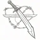 claymore sword with barbed wire tattoo design idea