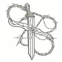 claymore sword with barbed wire tattoo design idea