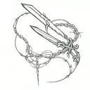claymore sword with barbed wire tattoo design idea
