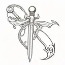 claymore sword with barbed wire tattoo design idea