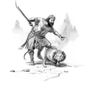biblical accurate David and Goliath story tattoo design idea