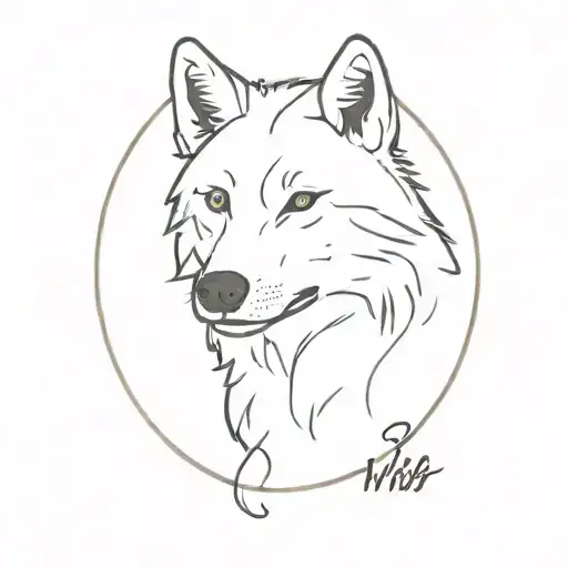 wolf pup with Timber name incorporated tattoo design idea